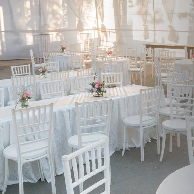 Elegant Wedding Reception Setup in Soft Light